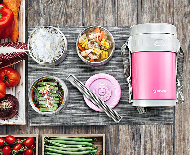 Hộp cơm giữ nhiệt 4 ngăn 2300ml Edish JLY911 inox 304.