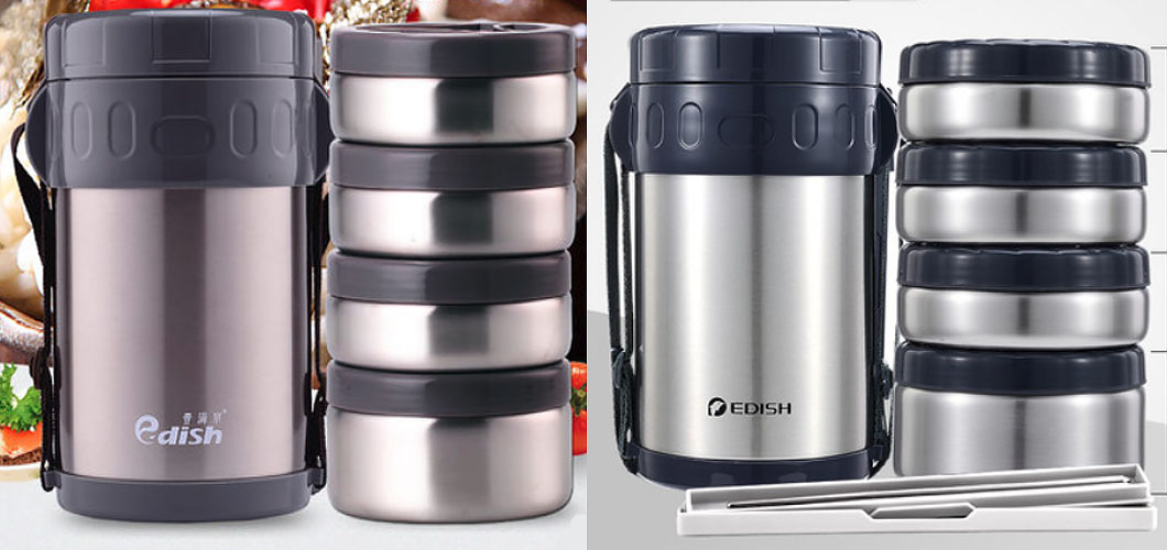 Hộp cơm giữ nhiệt 4 ngăn 2300ml Edish JLY911 inox 304.