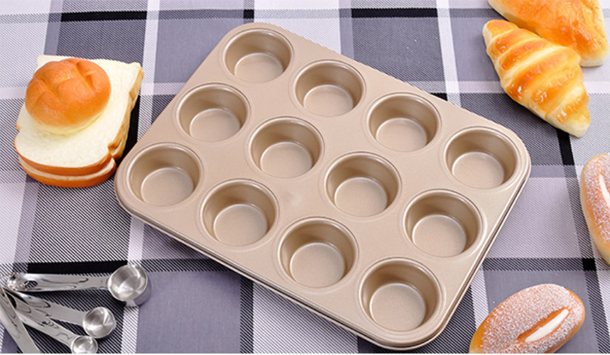 Khuôn 12 bánh tròn chống dính I-Enjoy 380005, chất liệu thép carbon.