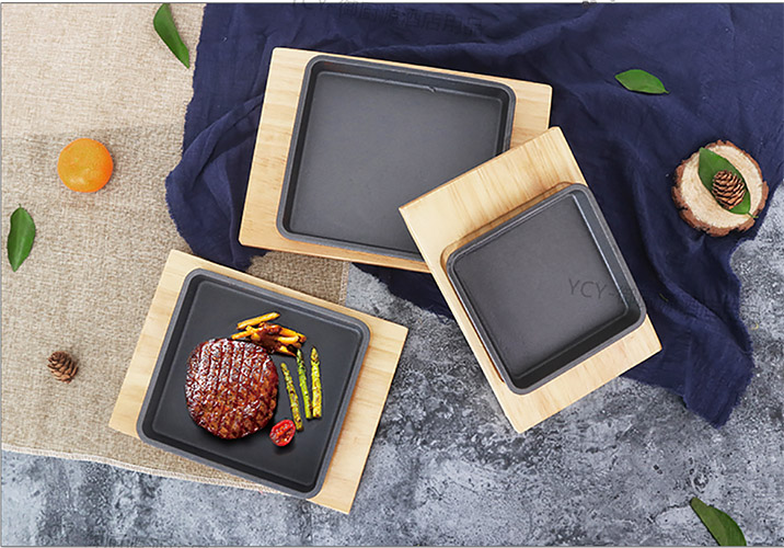 Chảo gang ăn bò beefsteak hình vuông OEM CGCD08