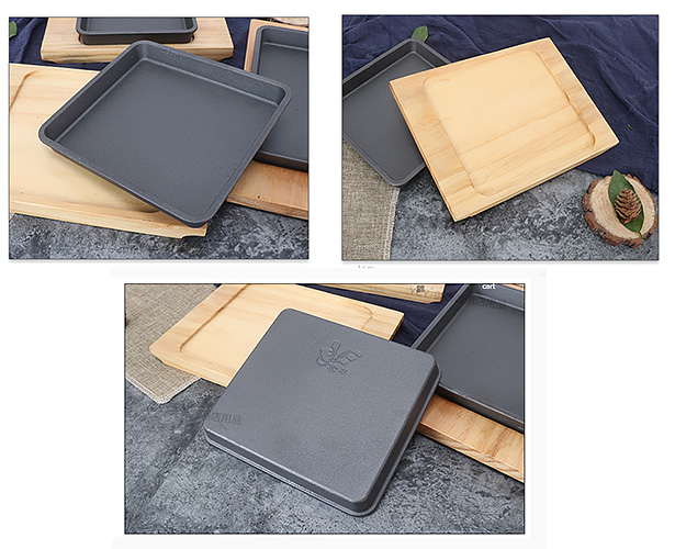 Chảo gang ăn bò beefsteak hình vuông OEM CGCD08