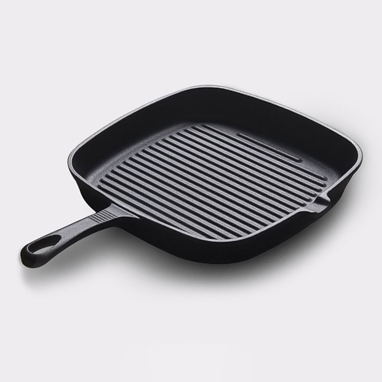 Chảo gang nướng beefsteak nướng cá 24cm đáy vân nổi P20