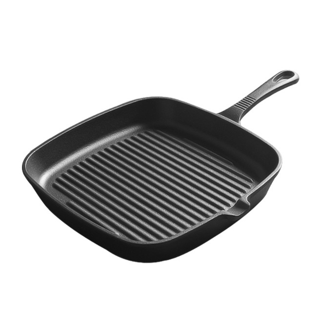 Chảo gang nướng beefsteak nướng cá 24cm đáy vân nổi P20