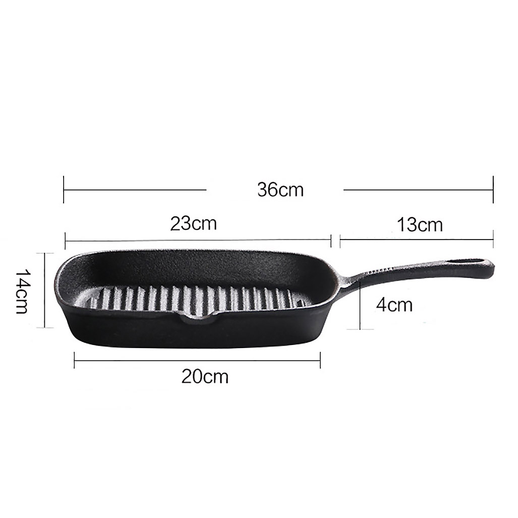 Chảo gang nướng beefsteak nướng cá 24cm đáy vân nổi P20