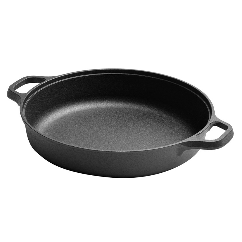 Nồi gang đáy bằng 2 quai đúc thô size 22-35cm OEM CO001