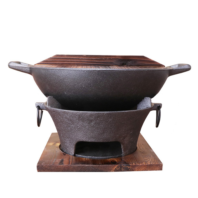 Nồi lẩu gang kèm bếp than size 24-30cm OUGE OG7811F