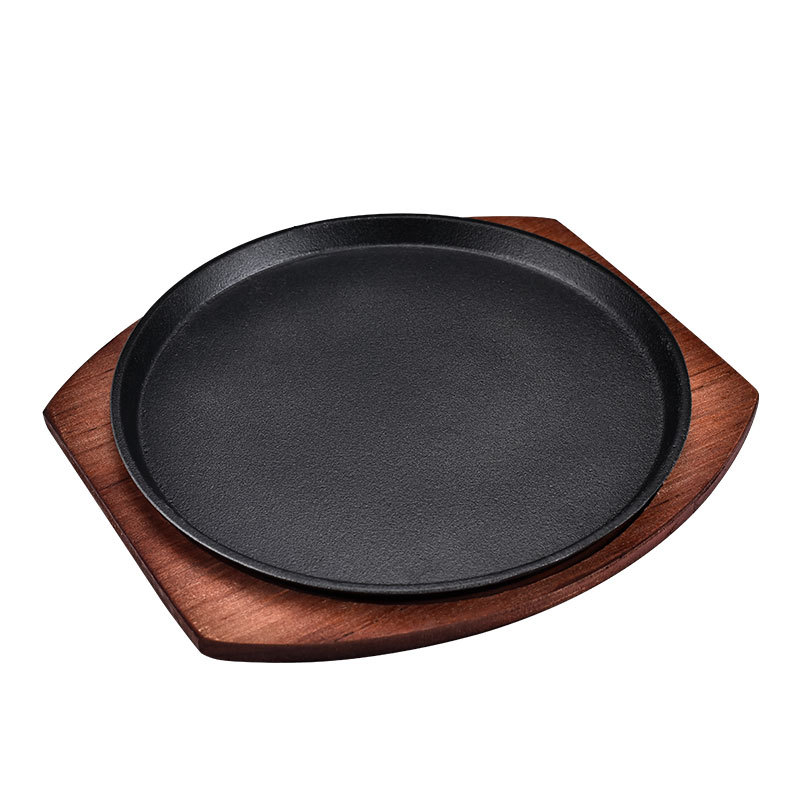 Chảo gang tròn chống dính ăn bò né size 19-29cm kèm đế gỗ TB090