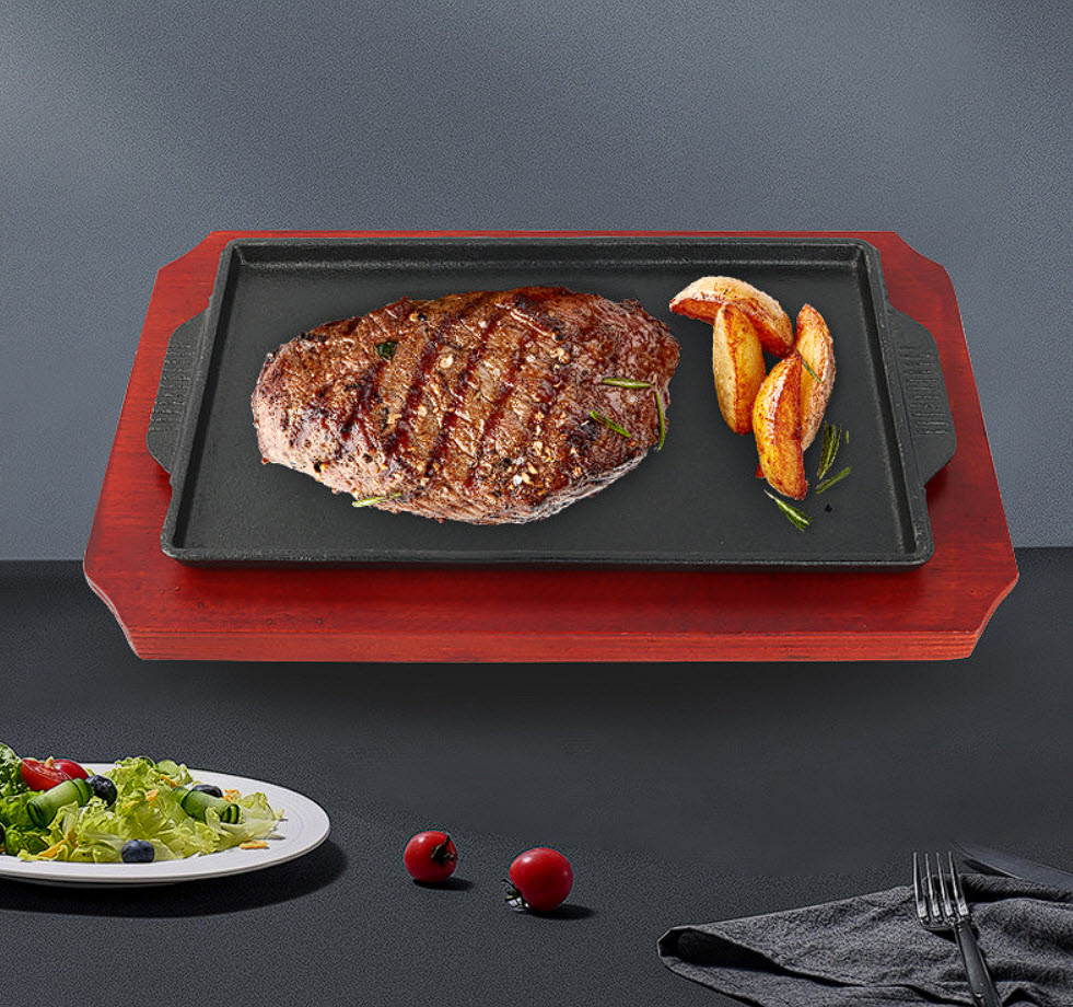 Chảo gang chữ nhật ăn món beefsteak các món tây OG8966B