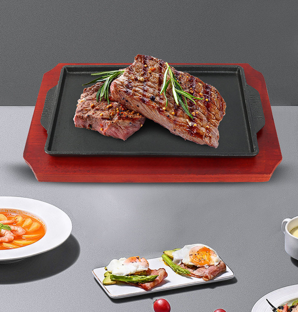 Chảo gang chữ nhật ăn món beefsteak các món tây OG8966B