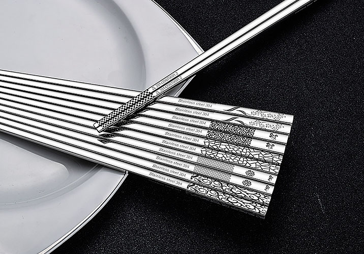 Đũa ăn inox 304 Shoufa SF30401 chống rỉ hoa văn tao nhã.