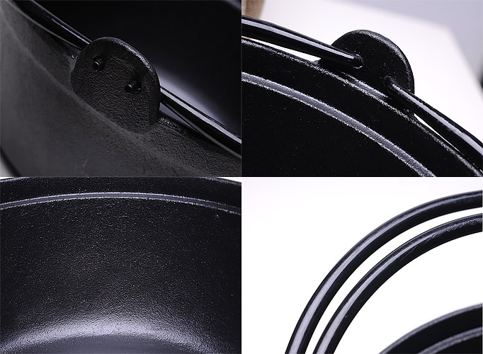 Nồi gang ăn lẩu nắp gỗ quai xách 25cm Chef DG70