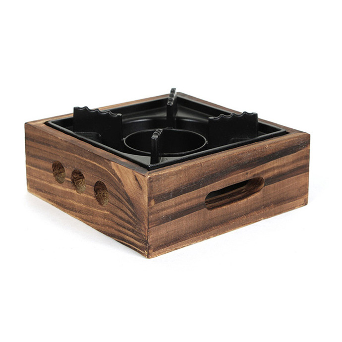 Bếp cồn vỏ gỗ lõi gang 20cm cổ điển cho nhà hàng BCGG01