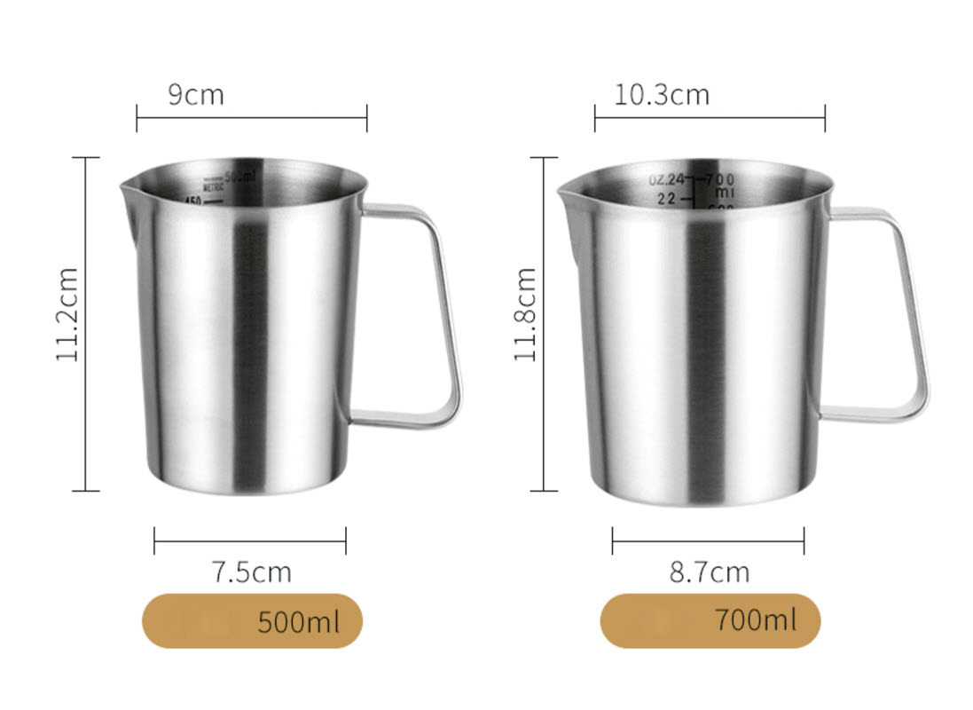 Ca inox 304 có vạch chia dung tích OEM HS502