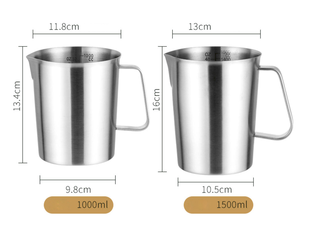 Ca inox 304 có vạch chia dung tích OEM HS502