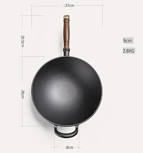 Chảo gang bầu tay cầm 26cm Mcooker BC026RA.