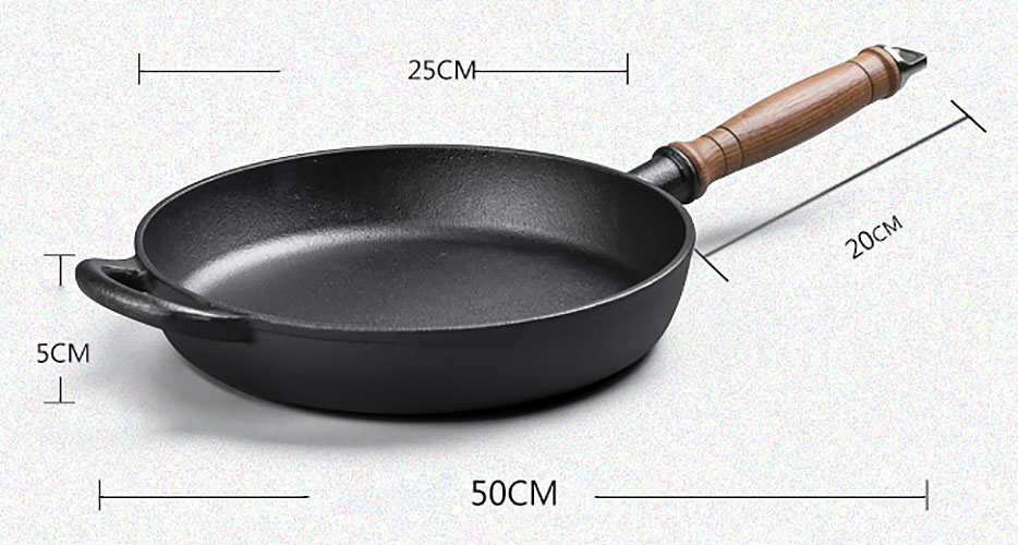 Chảo gang tay cầm cán gỗ 25cm Mcooker BCB25H.