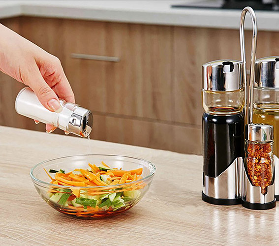 Bộ đựng gia vị thủy tinh có quai xách Jiali KO467