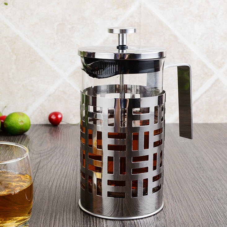 Bình lọc trà pha cà phê thủy tinh bọc inox có đồ chặn ML7644