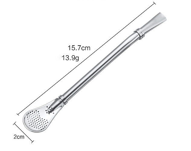 Muỗng cafe kèm ống hút inox 304 mạ vàng Bishda BD007.