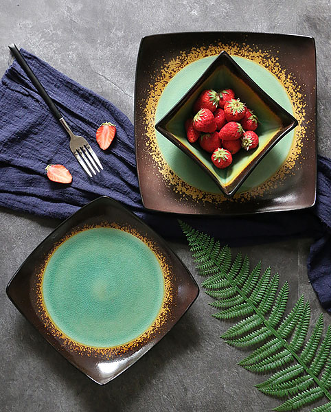 Bộ tô dĩa gốm porcelain handmade OMK GCBLY.