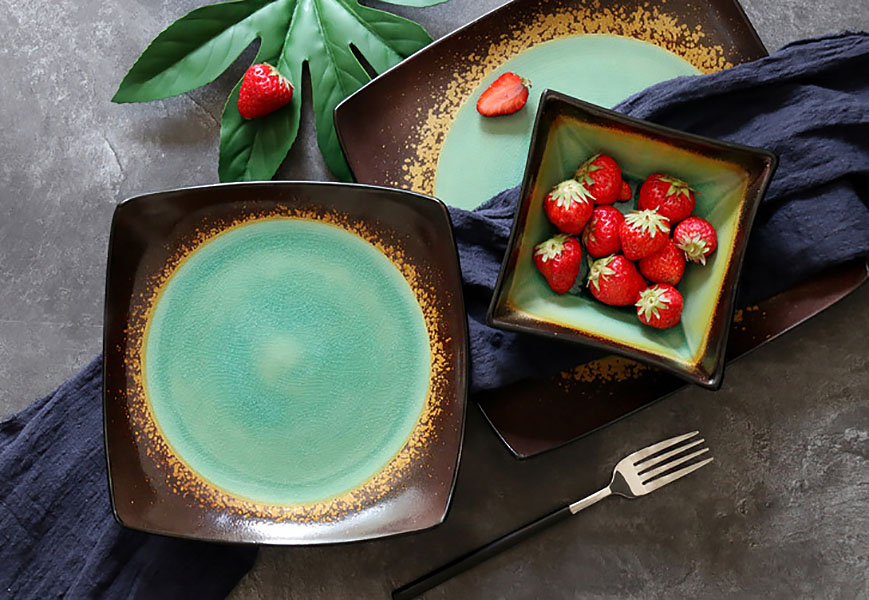 Bộ tô dĩa gốm porcelain handmade OMK GCBLY.