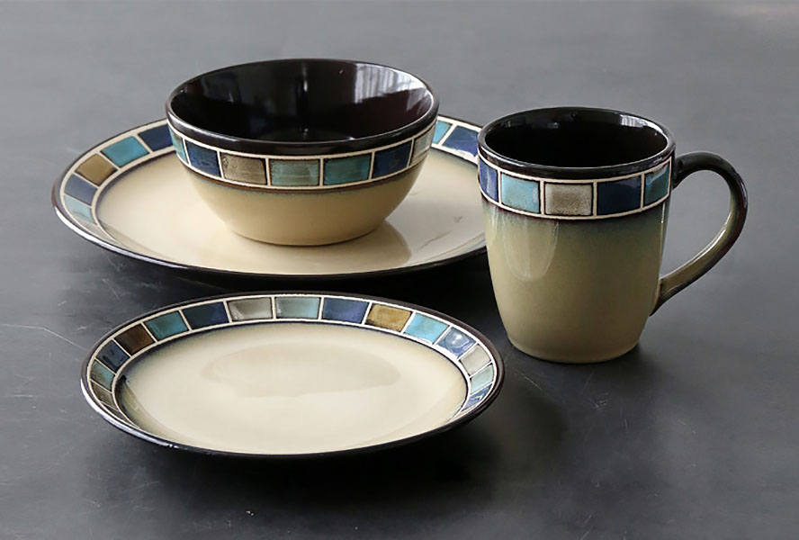 Bộ tô dĩa ly gốm porcelain handmade OMK GT001 nhà hàng quán ăn.