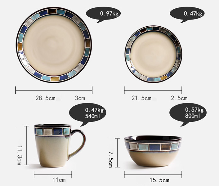 Bộ tô dĩa ly gốm porcelain handmade OMK GT001 nhà hàng quán ăn.