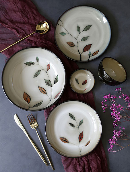 Bộ tô chén dĩa gốm porcelain handmade OMK GCTZ006.