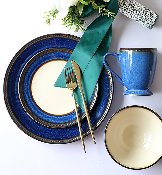 Bộ tô dĩa ly gốm porcelain handmade OMK GT010.