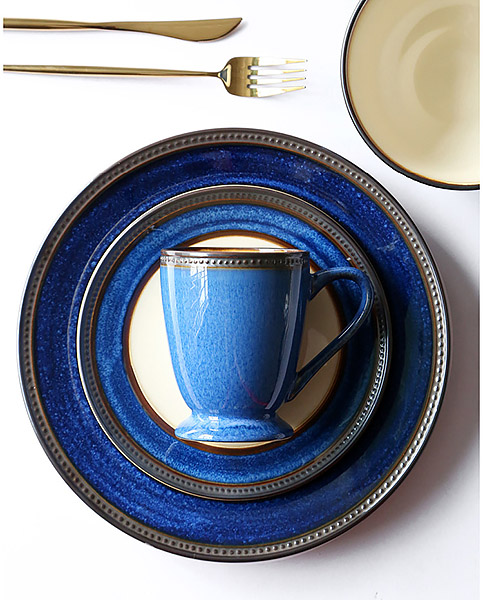 Bộ tô dĩa ly gốm porcelain handmade OMK GT010.