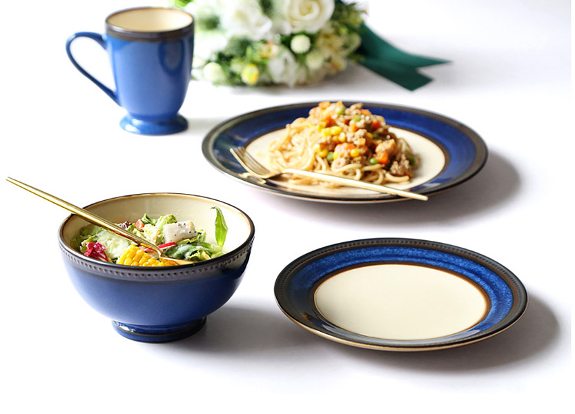 Bộ tô dĩa ly gốm porcelain handmade OMK GT010.