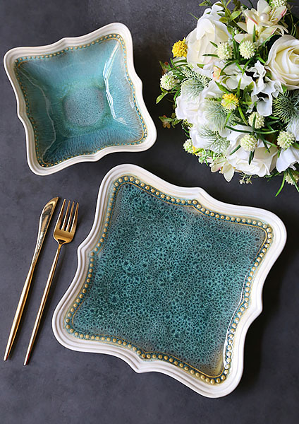Bộ tô dĩa gốm porcelain handmade OMK GCPW003.