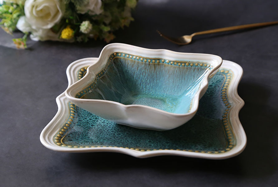 Bộ tô dĩa gốm porcelain handmade OMK GCPW003.
