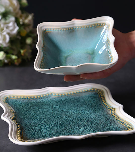 Bộ tô dĩa gốm porcelain handmade OMK GCPW003.