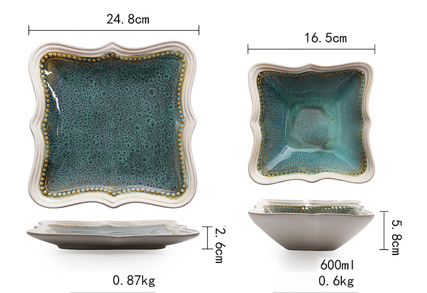 Bộ tô dĩa gốm porcelain handmade OMK GCPW003.