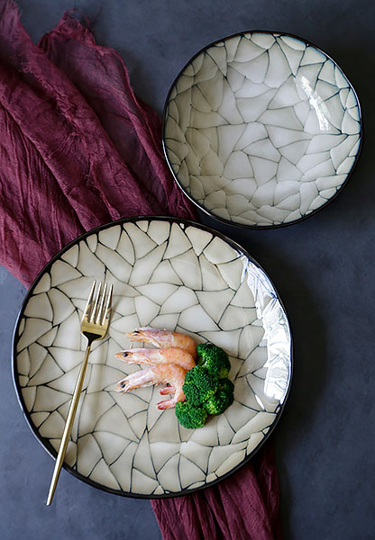Bộ tô dĩa gốm porcelain handmade OMK GCWP003.