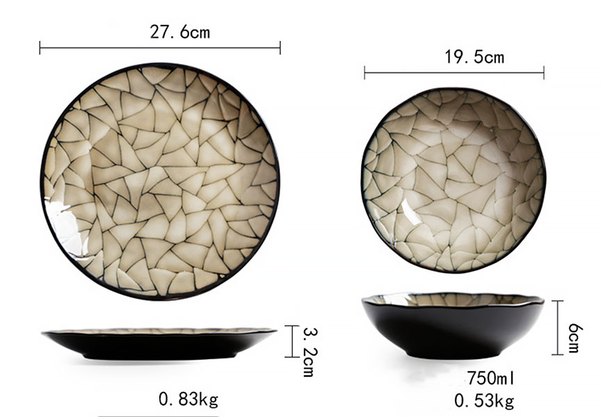 Bộ tô dĩa gốm porcelain handmade OMK GCWP003.