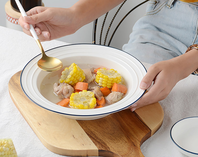 Dĩa sâu gốm porcelain đựng thức ăn McAllen MA004.
