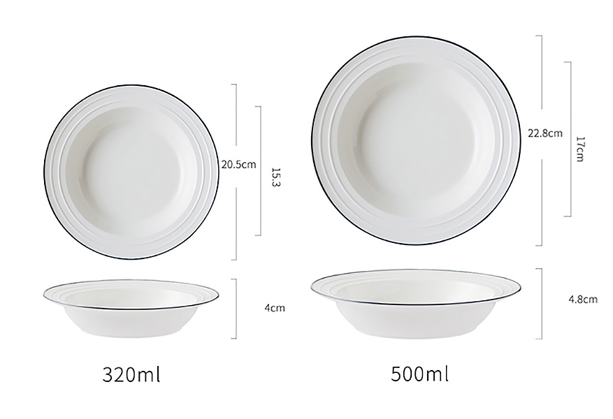 Dĩa sâu gốm porcelain đựng thức ăn McAllen MA004.