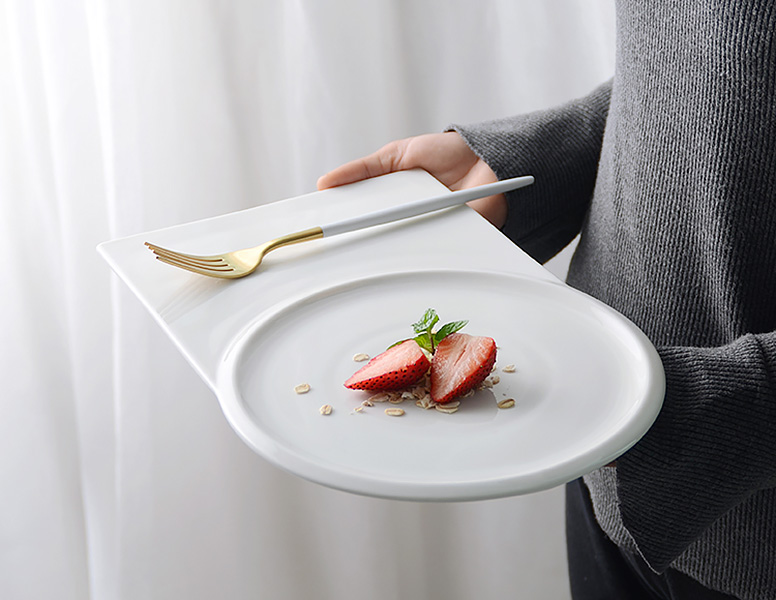 Dĩa kiểu gốm porcelain McAllen MA012 đựng thức ăn sang trọng.