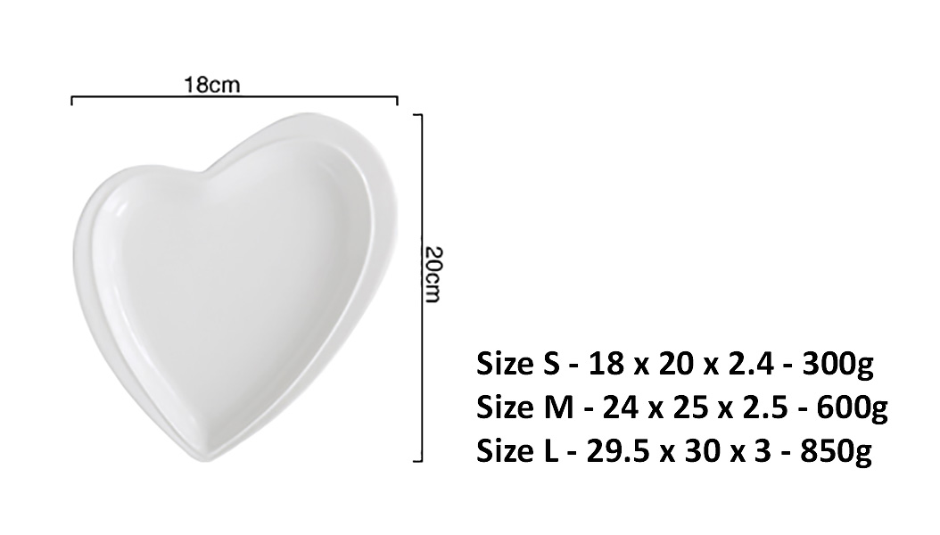 Dĩa gốm porcelain trái tim McAllen MA014.