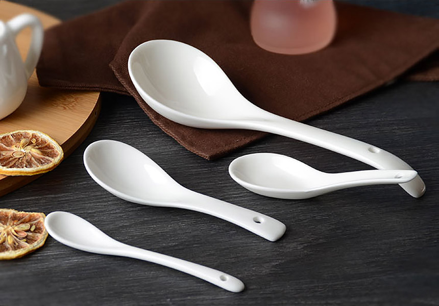 Muỗng ăn muỗng cafe gốm trắng porcelain McAllen MA027.