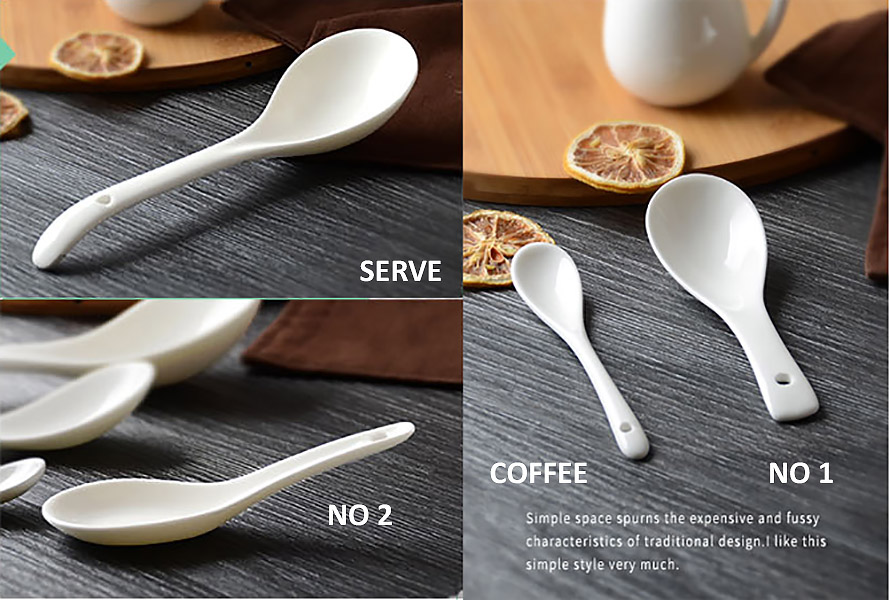 Muỗng ăn muỗng cafe gốm trắng porcelain McAllen MA027.