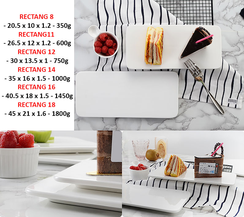 Dĩa bằng gốm trắng McAllen MA036 trưng bày thức ăn nhà hàng khách sạn.