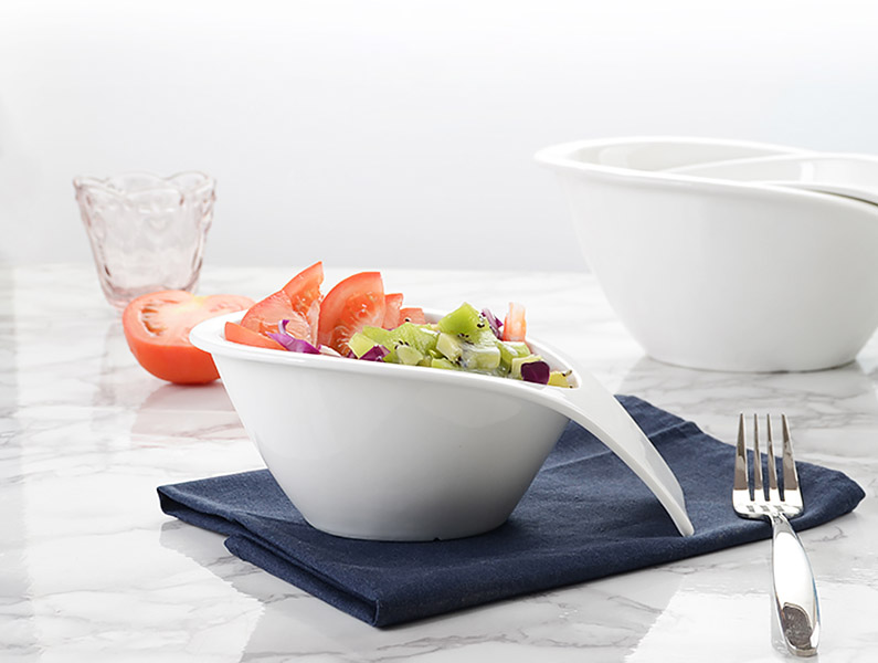 Chén thố kiểu gốm trắng đựng salad trái cây McAllen BL3899.