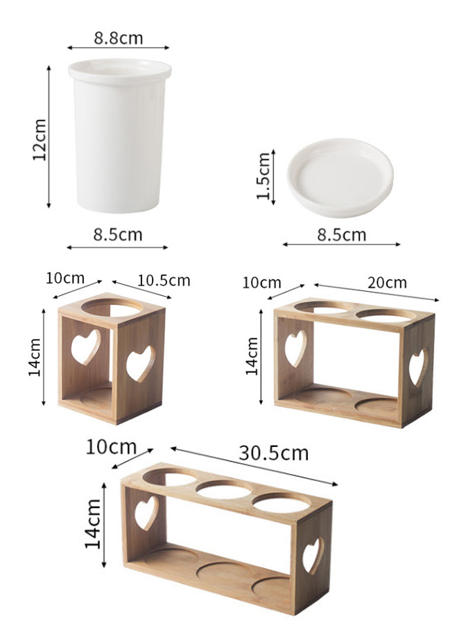 Khay đựng muỗng đũa muỗng để bàn bằng sứ khung gỗ tre 1-3 ngăn DMD01