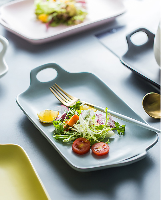 Dĩa sứ chữ nhật 2 quai lòng sâu Deli DL007.