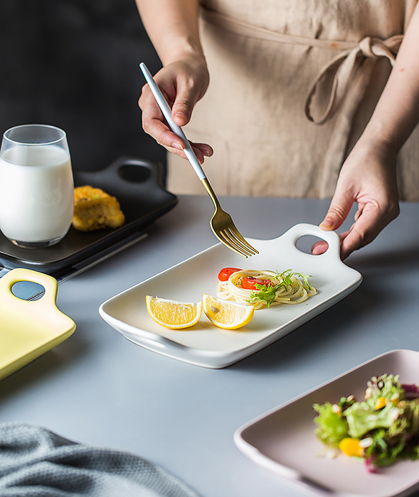 Dĩa sứ chữ nhật 2 quai lòng sâu Deli DL007.