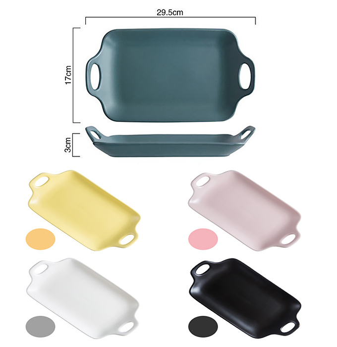 Dĩa sứ chữ nhật 2 quai lòng sâu Deli DL007.