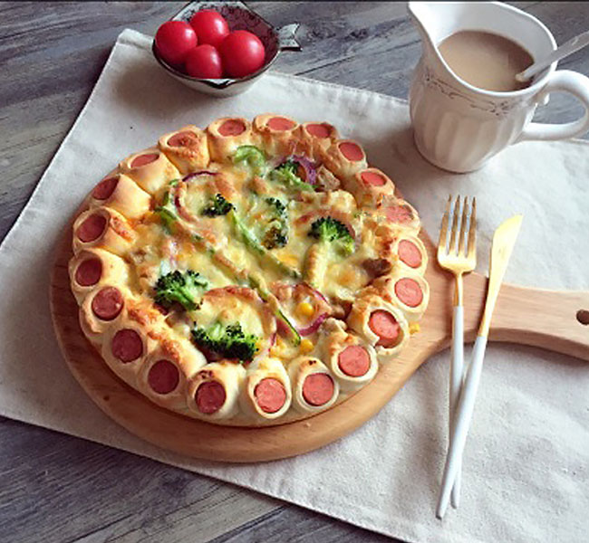 Khay gỗ đựng đồ ăn, pizza, đồ nướng bbq cho nhà hàng MU005